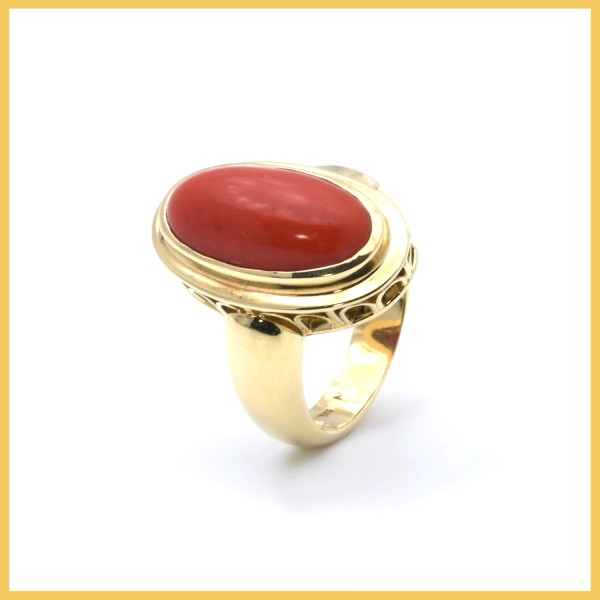 Ring | 750/000 Gelbgold | Koralle | Vintage