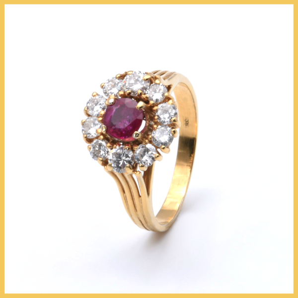 Ring | 585/000 Gelbgold | Spinell | Brillanten