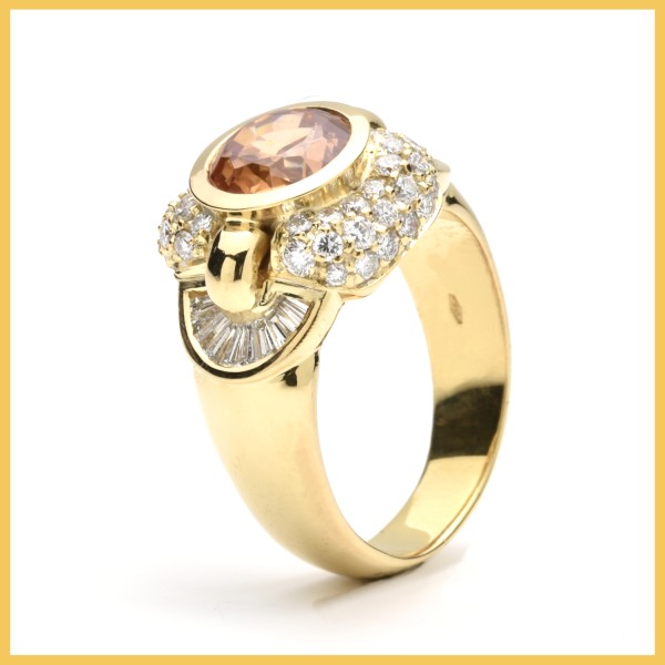 Ring | 750/000 Gelbgold | Diamanten | Brillanten | Mandarin Granat