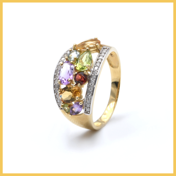 Ring | 375/000 Gold | Bicolor | Brillanten | Edelsteine