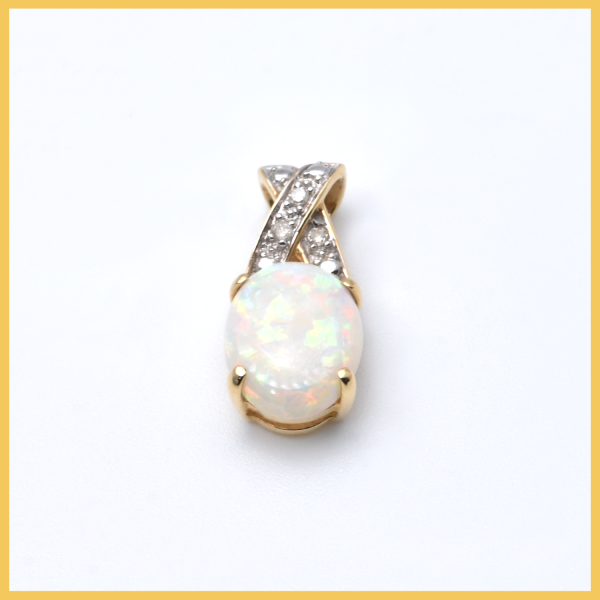 Anhänger | 585/000 Gelbgold | Opal | Diamanten
