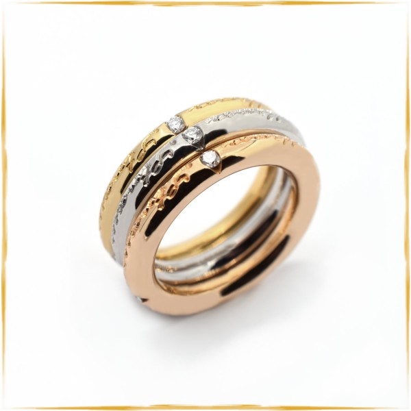 3 Ringe | 750/000 Gold | Tricolor | Brillanten