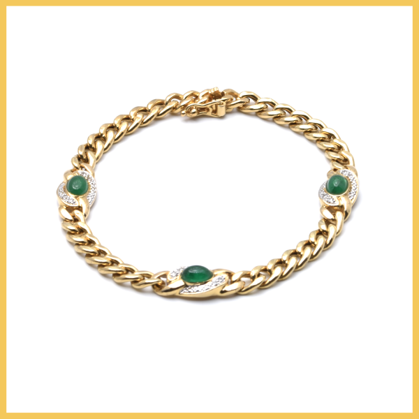 Armband | 750/000 Gelbgold | Smaragd | Brillanten
