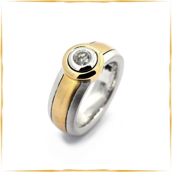 Solitär Ring | 750/000 Gold | Bicolor | Brillant