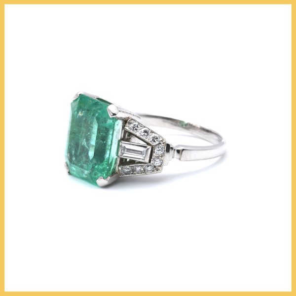 Ring | 950/000 Platin | Smaragd | Diamanten | Brillanten