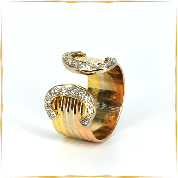 Ring | 750/000 Gold | C de Cartier | Tricolor | Diamanten