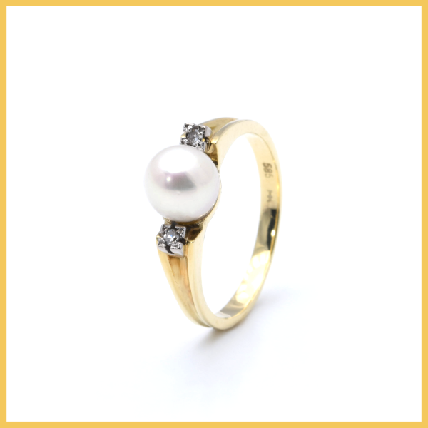 Ring | 585/000 Gold | Bicolor | Diamanten | Perle