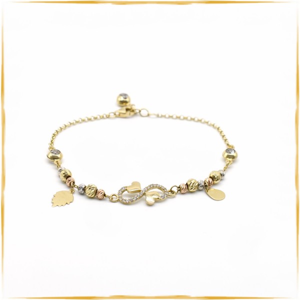 Armband | 585/000 Gold | Zirkonia | Tricolor | Infinity | Herz