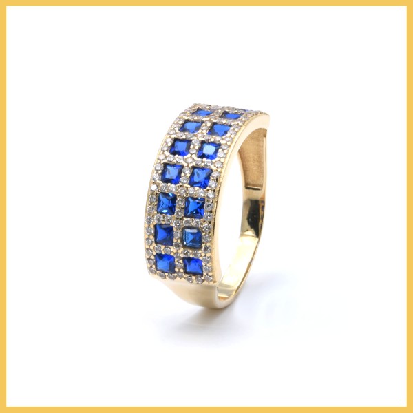 Ring | 585/000 Gold | blaue Schmucksteine