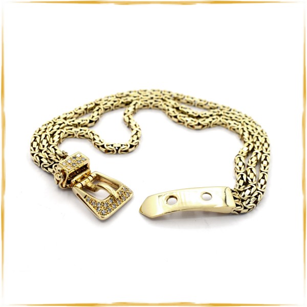 Armband | 585/000 Gelbgold | Königsarmband | Massiv | dreireihig