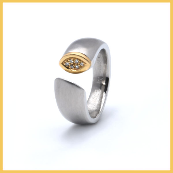Ring | Edelstahl & 585/000 Gelbgold | Brillanten